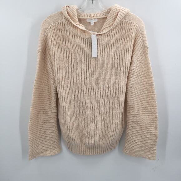 Abound Cozy Ribbed Knit Long Sleeve Hoodie Sweater Heather Beige X-SMALL NWT - Picture 1 of 6